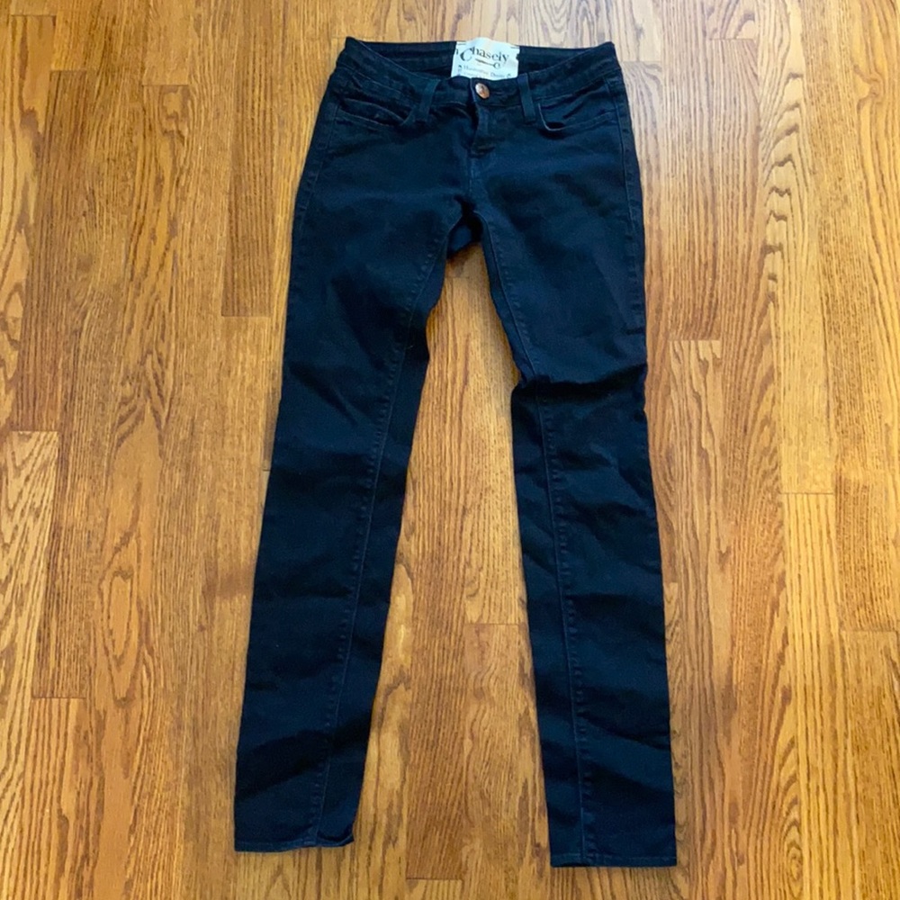 Chasely for Ron Herman black skinny jeans black denim leggings copper hardware